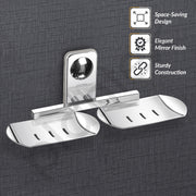 Plantex Double Soap Dish/Stainless Steel Soap Holder/Stand/Case/Soap Storage for Bathroom/Bathroom Accessories - Pack of 1 (Chrome)