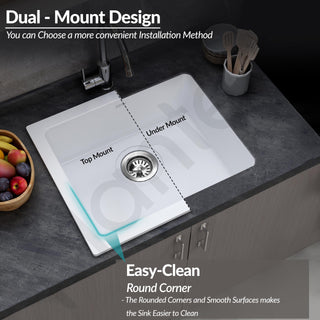 Plantex Quartz Acrylic Kitchen Sink/Undermount Sink for Kitchen with 10 Years Warranty by Plantex/Granite Single Bowl Kitchen Sinks with Coupling (Whiti-24x18 Inches)