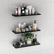 Plantex Premium Black Glass Shelf for Bathroom/Kitchen/Living Room - Bathroom Accessories (Polished, 18x6 Inches) - Pack of 3
