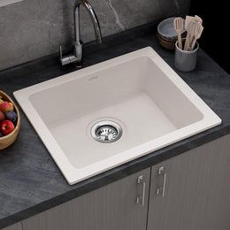 Plantex Quartz Acrylic Kitchen Sink/Undermount Sink for Kitchen with 10 Years Warranty by Plantex/Granite Single Bowl Kitchen Sinks with Coupling (Rayon 16x18 Inches)