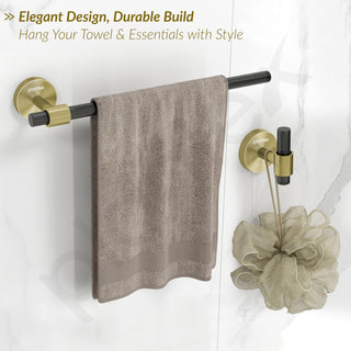 Plantex 304 Stainless Steel and Acrylic Bathroom Set/Glass Soap Holder & Tumbler Holder/Towel Rod/Napkin Holder/Robe Hook/Bathroom Accessories - Set of 5 (Black & Gold)