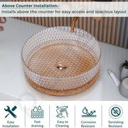 Plantex Round Washbasin for Bathroom/Glass Tabletop Wash Basin/Luxury Transparent Countertop Basin for Home/Office/Hotel (15.5x15.5x5 inch)