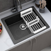 Plantex Quartz Acrylic Matt Kitchen Sink With 10 Years Warranty By /Undermount Sink For Kitchen/Metalic Single Bowl Kitchen Sinks With Coupling (Siapan 16X18 Inches), Grey