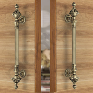 Plantex 18 Inch Main Door Handle/Wooden Pull-Push Handle for Main Door/3 Year Warranty Pack of 1 (S-136-Brass Antique)