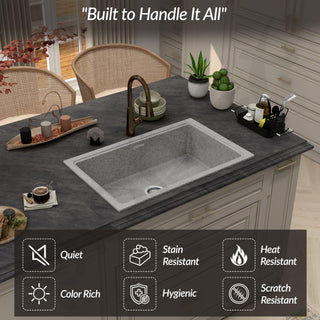 Plantex Quartz Acrylic Kitchen Sink/Undermount Sink for Kitchen with 10 Years Warranty by Plantex/Granite Single Bowl Kitchen Sinks with Coupling (Brun 32x20 Inches)
