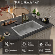 Plantex Quartz Acrylic Kitchen Sink/Undermount Sink for Kitchen with 10 Years Warranty by Plantex/Granite Single Bowl Kitchen Sinks with Coupling (Brun - 32x20 Inches)