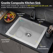 Plantex Quartz Acrylic Kitchen Sink with 10 Years Warranty by Plantex/Undermount Sink for Kitchen/Granite Single Bowl Kitchen Sinks with Coupling (Brun - 16x18 Inches)