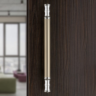Plantex Stainless Steel 14 Inch Main Door Handle/Glass Wooden Door Handle/Pull-Push Handle/3 Years Warranty Pack of 1 (Satin White and Chrome Finish)