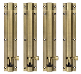 Plantex Stainless Steel 8 inch Tower Bolt/Tower Bolt for Home,Offices Doors and Windows/Tower Bolt for Main Door/Door Latch/Kundi/Chitakini/Door Latch for Windows (Brass Antique, Pack of 4)