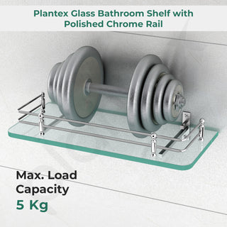 Plantex Transparent Bathroom Glass Shelf/Glass Shelf for Living Room/Kitchen/Multipurpose Wall Storage Bathroom Organiser-(Polished, 12x6 Inches, Pack of 2)
