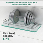 Plantex Transparent Bathroom Glass Shelf/Glass Shelf for Living Room/Kitchen/ Multipurpose Wall Storage Bathroom Organiser-(Polished, 12x6 Inches, Pack of 2)