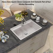 Plantex Matt Quartz Kitchen Sink/UV Protected Kitchen Sink/Undermount Sink For Kitchen/Granite Single Bowl Sink With Coupling (Mosaic Grey, 20X30 Inches)