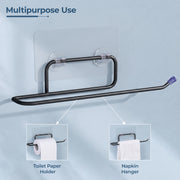 Plantex Self Adhesive GI Steel Toilet Paper Holder Self Adhesive/Toilet Paper Roll Holder/Tissue Paper Roll Holder for Bathroom (Black - Pack of 2)