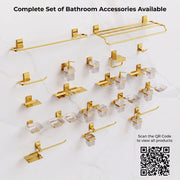 Plantex 304 Grade Stainless Steel Glass Tumbler Holder with Napkin Ring/Toothbrush Holder/Towel Holder for Bathroom/Bathroom Accessories - Pack of 1 (Crystal, PVD Gold)