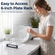 Plantex Stainless Steel Plate Rack for Kitchen/10 Slot Dish Organizer Rack/Plate Holder for Kitchen Drawer/Saucer Stand with Anti-Scratch Base (6 Inches, Pack of 1)