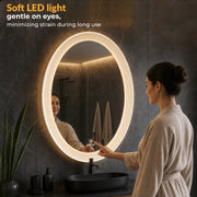 Plantex Resin Frame LED Bathroom Mirror/Designer Mirror for Living Room/Bathroom Mirror with LED Light/Dressing Room - Oval Shape (White, 32 x 24 Inch)