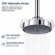 Plantex ABS Shower Head for Bathroom/6 Inch Round High Pressure Overhead Shower/Rain Shower Head - (Chrome)