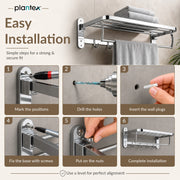 Plantex 304 Grade Stainless Steel Towel Rack in Bathroom/Towel Holder/Bathroom Accessories (24 Inch) Chrome