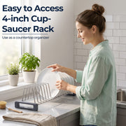 Plantex Stainless Steel Plate Stand for Kitchen Cabinet/14 Slot Plate Rack Organiser/Saucer/Dish Rack Organiser for Kitchen with Anti-Scratch Base (Size-4Inches, Slot- 14, Pack of 1)