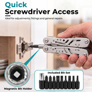 Plantex Heavy Duty Multitool Pliers/15-in-1 Stainless Steel Multi Tool with Screwdriver Bit Set/Wire Cutter/File/Bottle Opener & Nylon Sheath for DIY Camping  Silver (MT629PG)