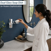 Plantex Rich Brass Bathroom Accessories - Unique Tooth Brush Holder/Tumbler Holder/Toothpaste Holder(Chrome)