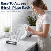 Plantex Stainless Steel Plate Rack for Kitchen/10 Slot Dish Organizer Rack/Plate Holder for Kitchen Drawer/Saucer Stand with Anti-Scratch Base (6 Inches, Pack of 1)