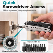 Plantex Stainless Steel Multitool Pliers with Screwdriver Bit Set & Sheath/Heavy Duty EDC Pocket Hand Tool for Outdoor & DIY Home (Black, MQ039DG)