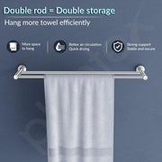 Plantex Stainless Steel Heavy and Sturdy Dual Towel Rod for Bathroom/Towel Hanger/Towel Holder/Bathroom Accessories (24-inch) Chrome Finish