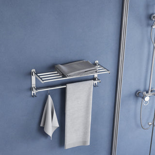Plantex Heavy-Duty Stainless Steel Dual Folding Towel Rack/Holder/Towel Stand/Hanger/Towel Bar for Bathroom Accessories - Pack of 2 (Chrome - 24 Inch)