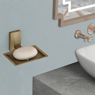 Plantex 304 Grade Stainless Steel Single Soap Dish/Soap Stand/Soap Case/Soap Storage for Bathroom - Crystal (Brass Antique)
