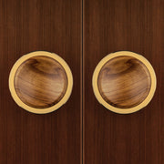 Plantex Stainless Steel Main Door Handle/4-inch Round Shape Door Handle for Main Door/Pull-Push Knob Handle for Wooden & Glass Door (PVD Gold & Wood) - 3 Years Warranty