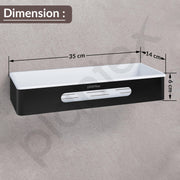 Plantex Stainless Steel & ABS Bathroom Shelf for Wall/Kitchen Shelf and Rack/Bathroom Accessories - (Black, 14X5 Inches)