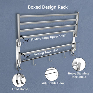 Plantex Heavy-Duty Stainless Steel Dual Folding Towel Rack/Holder/Towel Stand/Hanger/Towel Bar for Bathroom Accessories - Pack of 2 (Chrome - 24 Inch)