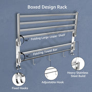Plantex Heavy-Duty Stainless Steel Dual Folding Towel Rack/Holder/Towel Stand/304 Grade Stainless Steel Tooth Brush Holder/Tumbler Holder/Bathroom Accessories (Chrome)
