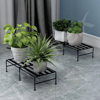 Plantex Heavy Duty GI Metal Plant Stand for Indoor/Outdoor uses in Balcony, Kitchen, Living room & Office Desks – Décor for Home - Pack of 2 (APS-335, Black)