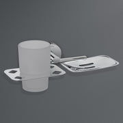 Plantex Brass Soap and Brush Holder/Soap Dish/Tumbler Holder/Bathroom Accessories (chrome-silver)