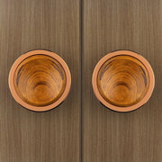 Plantex Stainless Steel Main Door Handle/4-inch Round Shape Door Handle for Main Door/Pull-Push Knob Handle for Wooden & Glass Door (PVD Rose Gold & Wood) - 3 Years Warranty
