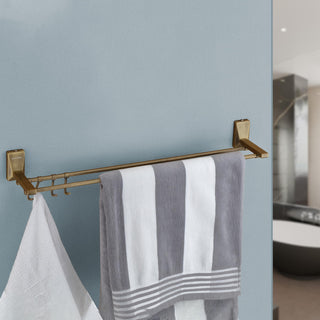 Plantex 304 Grade Stainless Steel 24 inch Dual Towel Rod/Towel Holder/Towel Hanger/Bathroom Accessories - Crystal (Brass Antique)