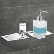 Plantex 304 Grade Stainless Steel 2in1 Soap Holder with Soap Dispenser/Soap Dish/Handwash Dispenser/Bathroom Accessories - Chrome