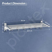 Plantex Folding Towel Rack/Stainless Steel Towel Holder/24 Inch Towel Hanger for Bathroom/Towel Stand with Fix Hook/Bathroom Accessories - Pack of 1 (Chrome)