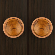 Plantex Stainless Steel Main Door Handle/4-inch Round Shape Door Handle for Main Door/Pull-Push Knob Handle for Wooden & Glass Door (PVD Rose Gold & Wood) - 3 Years Warranty