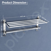 Plantex Towel Rack for Bathroom/Stainless Steel Towel Bar/18 Inch Towel Holder with Towel Rod/Bathroom Accessories - Pack of 2 (Chrome)