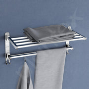 Plantex Towel Rack for Bathroom/Stainless Steel Towel Bar/18 Inch Towel Holder with Towel Rod/Bathroom Accessories - Pack of 2 (Chrome)