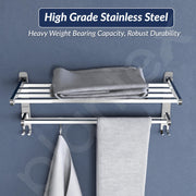 Plantex Towel Rack for Bathroom/Stainless Steel Towel Bar/18 Inch Towel Holder with Towel Rod/Bathroom Accessories - Pack of 2 (Chrome)