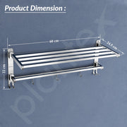 Plantex Heavy-Duty Stainless Steel Dual Folding Towel Rack/Holder/Towel Stand/Hanger/Towel Bar for Bathroom Accessories - Pack of 2 (Chrome - 24 Inch)