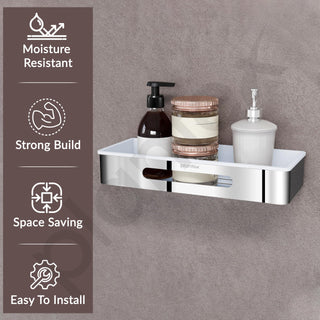 Plantex Bathroom Shelf Rack/ABS & Stainless Steel Shelf for Bathroom Rack/Bathroom Organiser/Kitchen Shelves -(14x5 inches, Chrome)