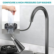 Plantex Kitchen Sink/ 304 Grade Stainless Steel Sink/Integrated Waterfall and Pull-Down Faucets/Fully Equipped Sink for Kichen- Nano Black (30x18x9 inch)