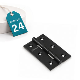 Plantex Door Hinges/Stainless Steel Door Butt 3 inch x 16 Gauge/1.5 mm Thickness Home/Office/Hotel/Hinges for Main Door/Cabinet/Wardrobe/Soft Close Hinge/Kabza - Pack of 24 (Black)
