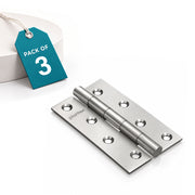 Plantex Heavy Duty Stainless Steel Door Butt Hinges 4 inch x 14 Gauge/1.8 mm Thickness Home/Office/Hotel for Main Door/Bedroom/Kitchen/Bathroom - Pack of 3 (Satin Matt)