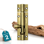 Plantex Stainless Steel Tower Bolt 4 inch/Tower Bolt for Home,Offices Doors and Windows/Tower Bolt for Main Door/Door Latch/Kundi/Chitakini/Door Latch for Windows - Pack of 2 (Brass Antique, 4 inch)